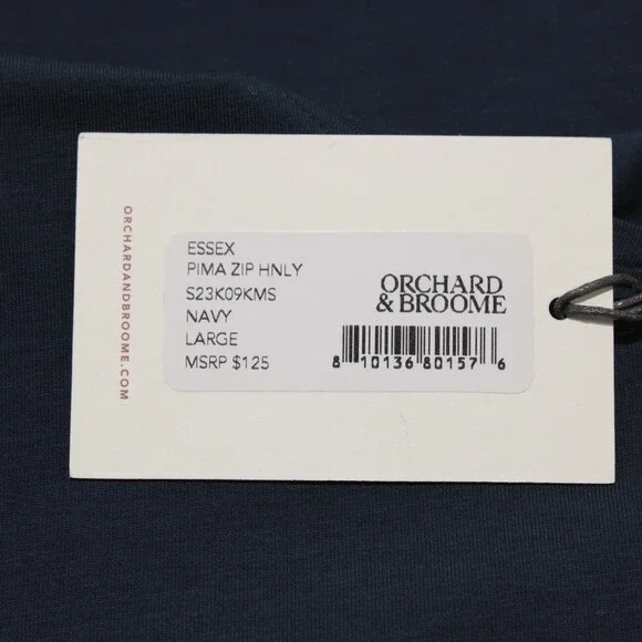 Orchard & Broome NWT Essex Short Sleeve Zip T-Shirt Size L in Blue Cotton Blend